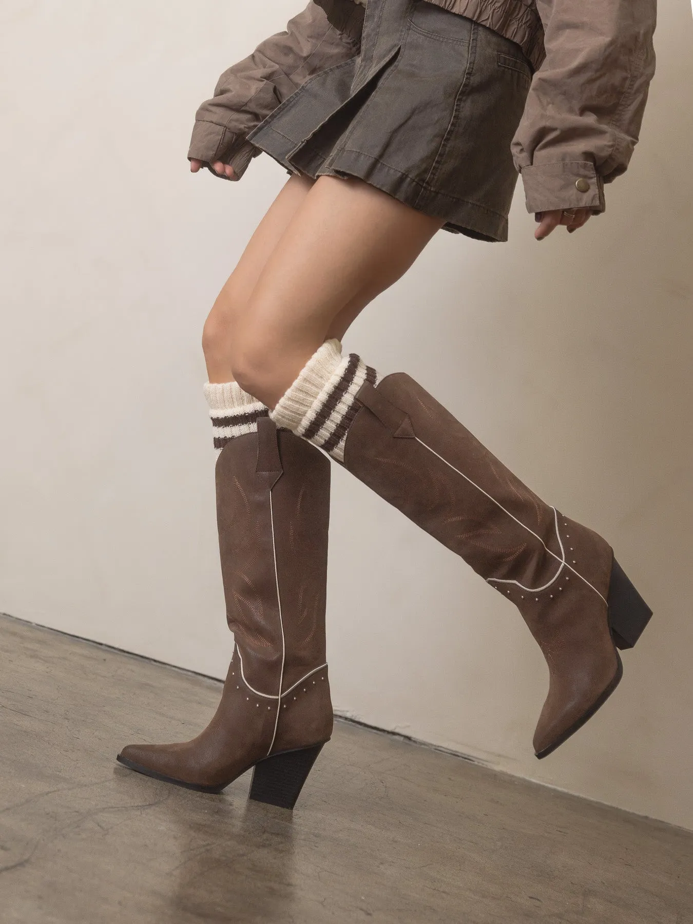 The Ashton | Coffee Cowboy Boot with Flaire