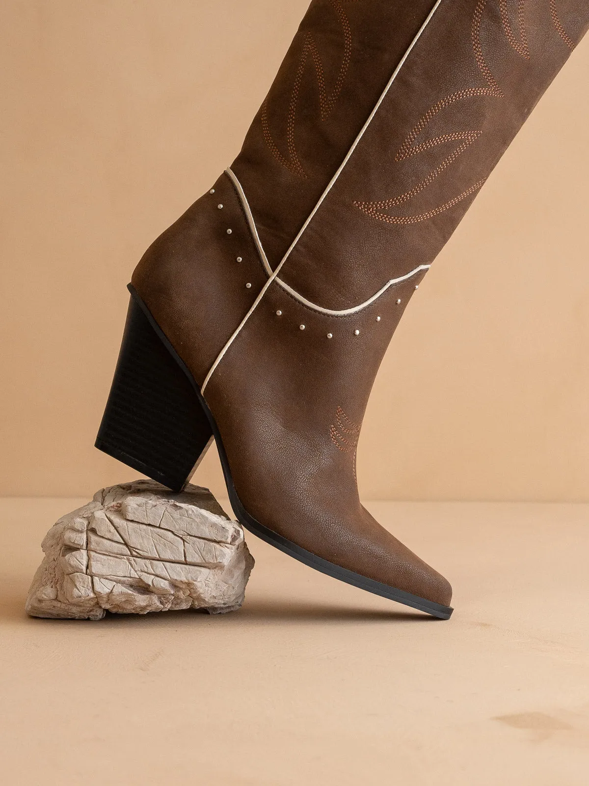 The Ashton | Coffee Cowboy Boot with Flaire