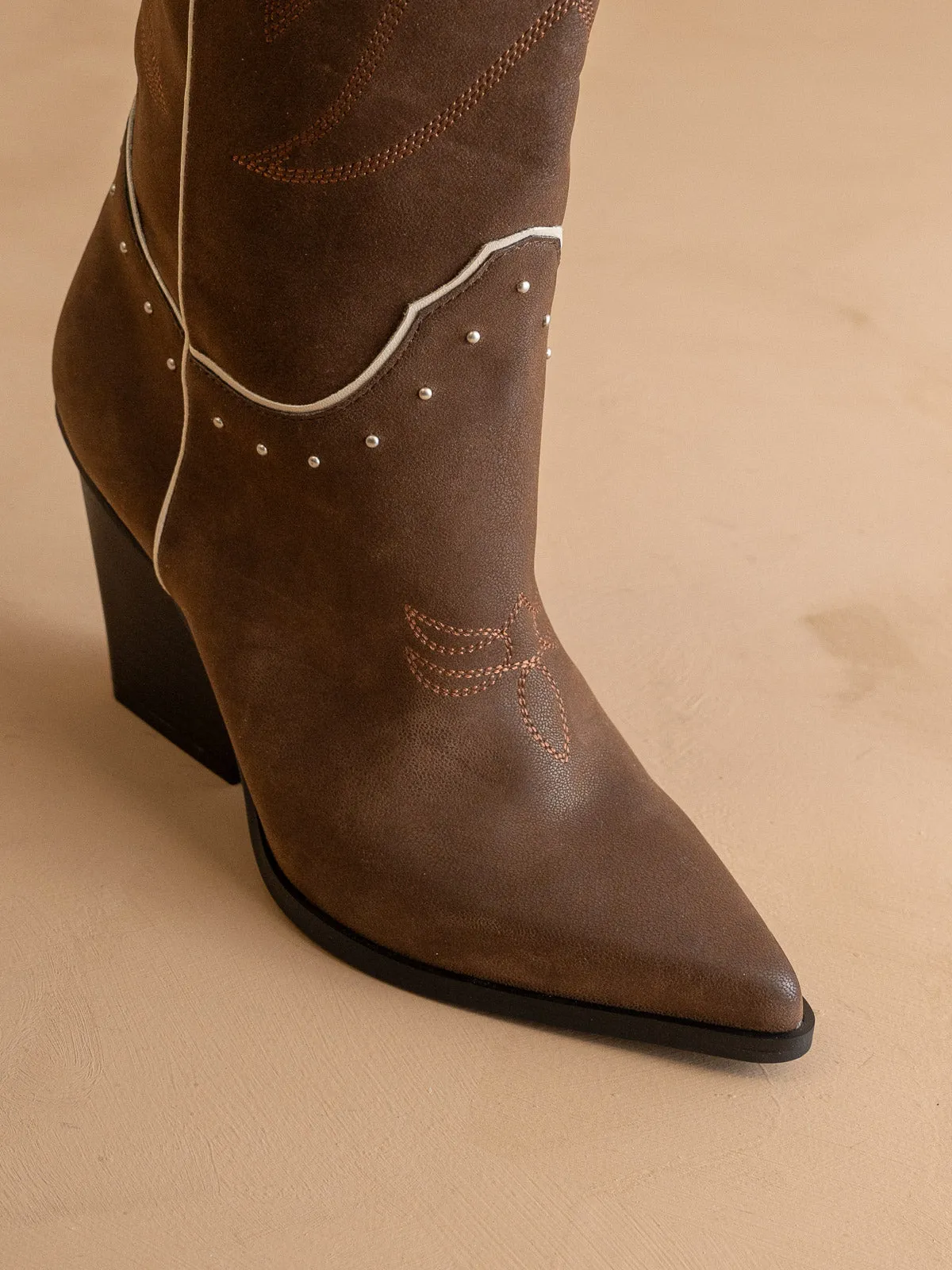 The Ashton | Coffee Cowboy Boot with Flaire