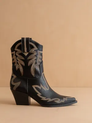 The Nantes | Black Western embroidered cowboy boot