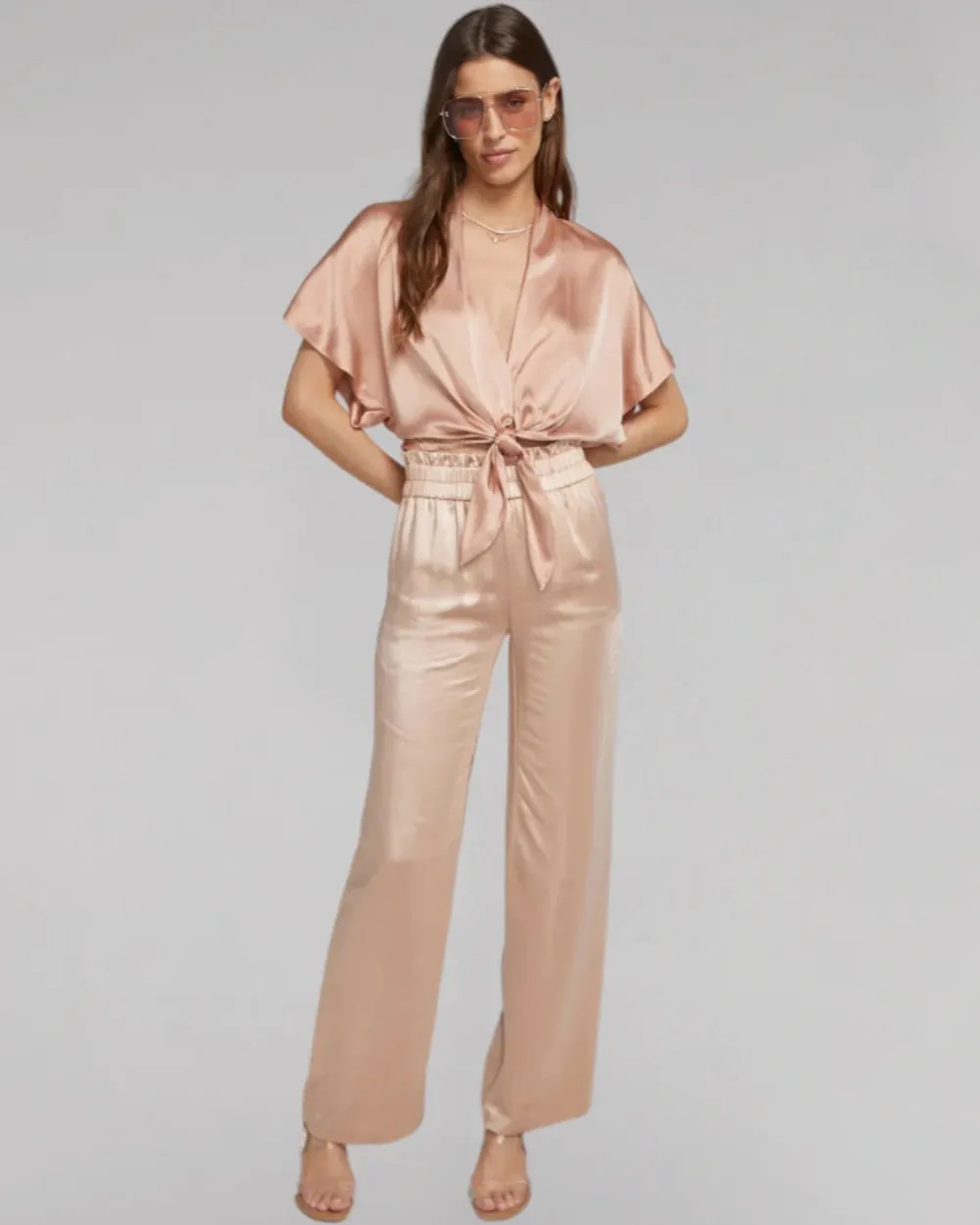 THERESA SATIN PANT IN TERRACOTTA