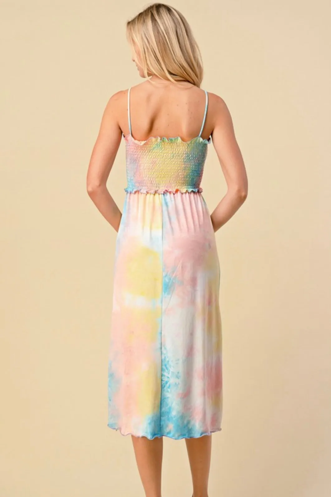 Tie-Dye Spaghetti Strap Midi Dress