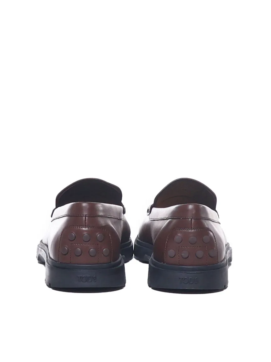Tod's Brown Calfskin Leather Loafers