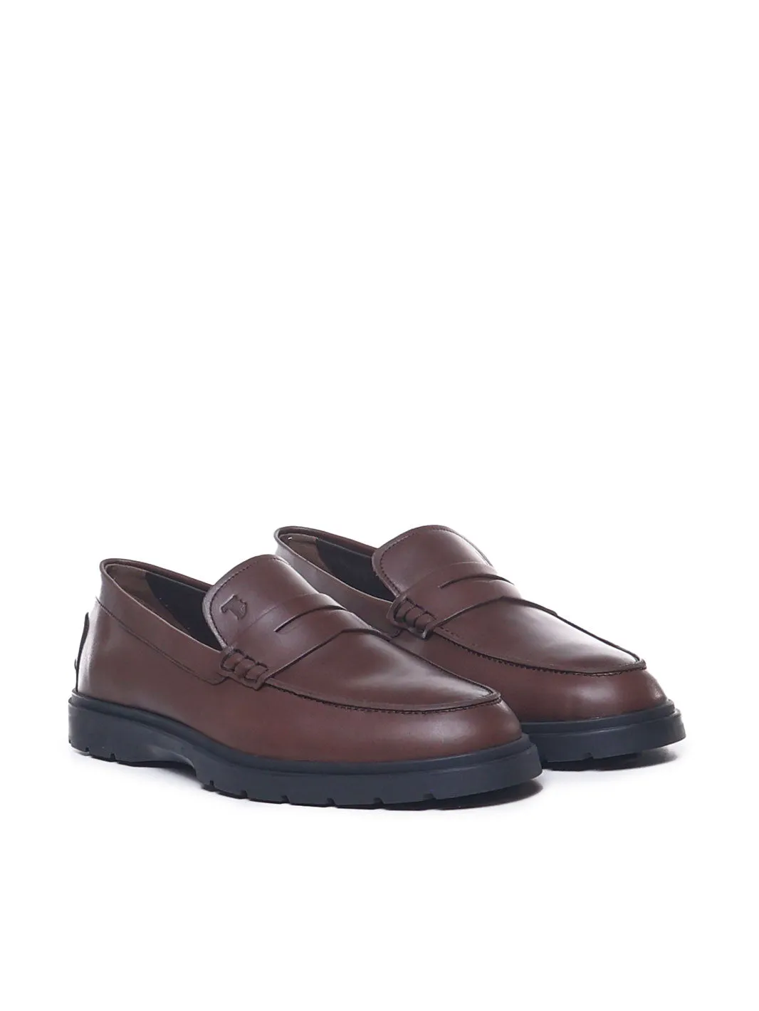Tod's Brown Calfskin Leather Loafers