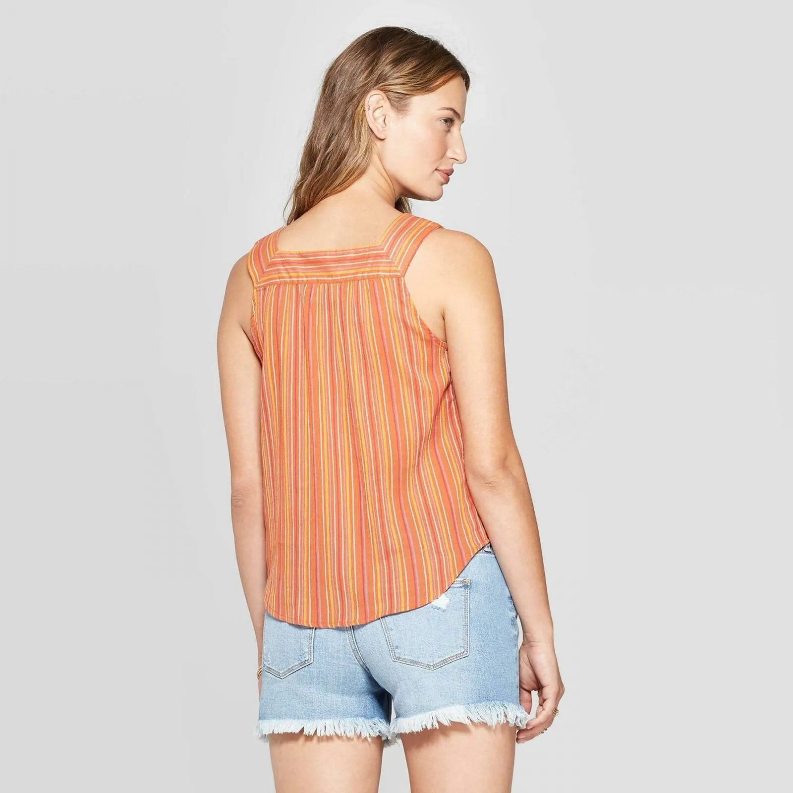 Universal Thread Women's Striped Sleeveless Square Neck Top