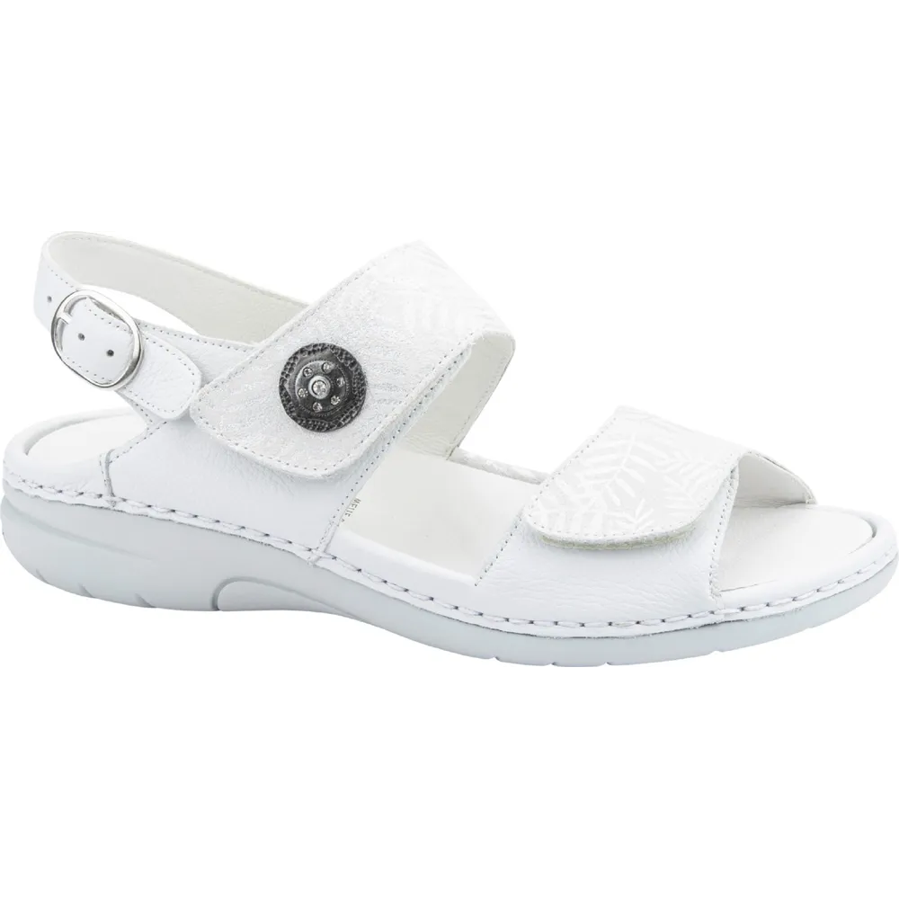 Waldlaufer Gunna (Flower) White Leaf Print Sandals
