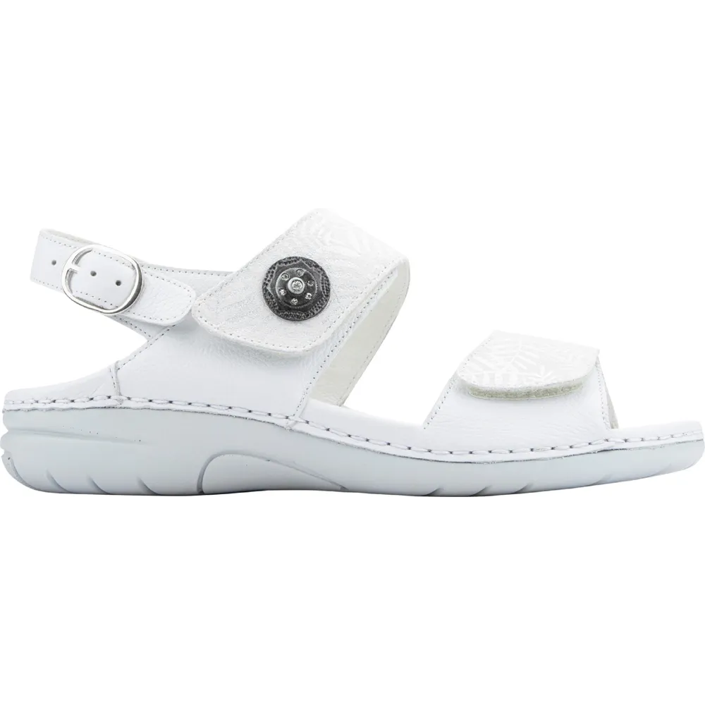 Waldlaufer Gunna (Flower) White Leaf Print Sandals