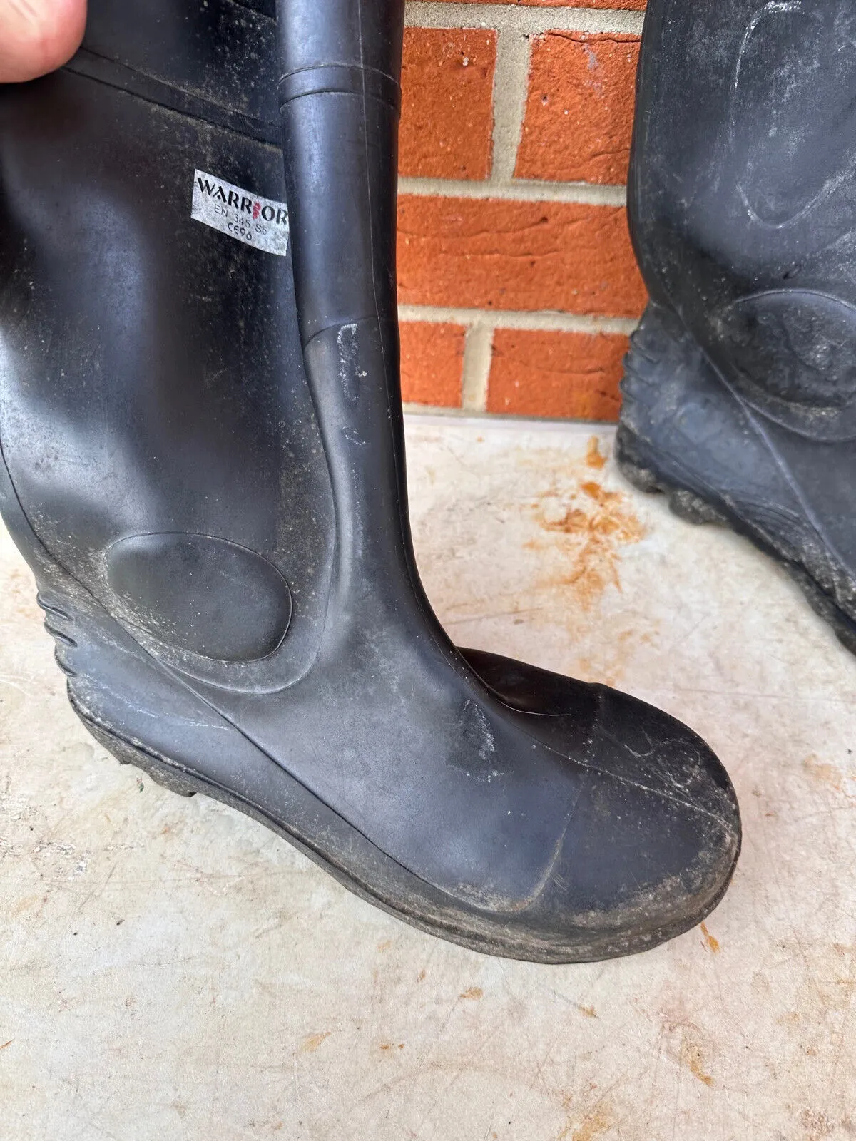 Warrior Safety Rubber Wellies Wellington Boots - Size UK 8 - EU 42