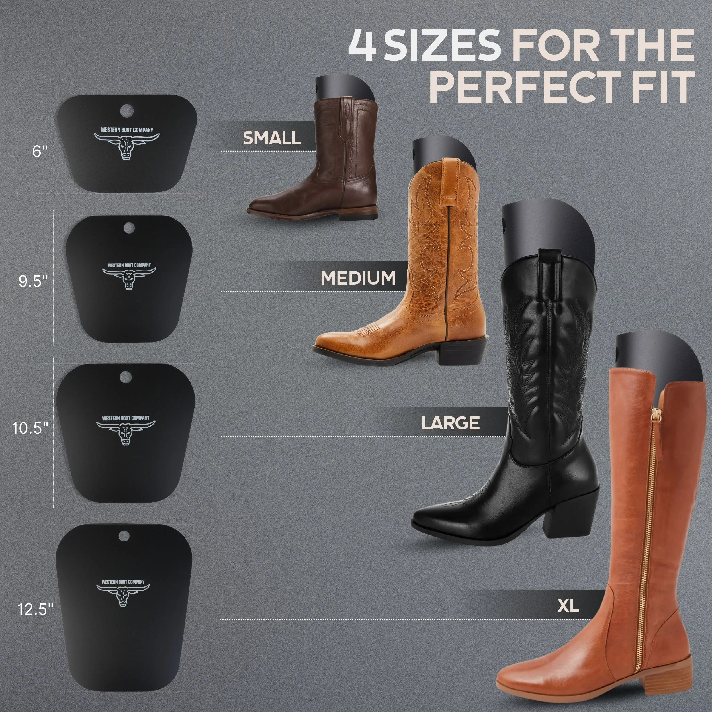 Western Boot Company Cowboy Shaft Shapers - 12.5" 4 PAIR (8 PIECES) X-LARGE