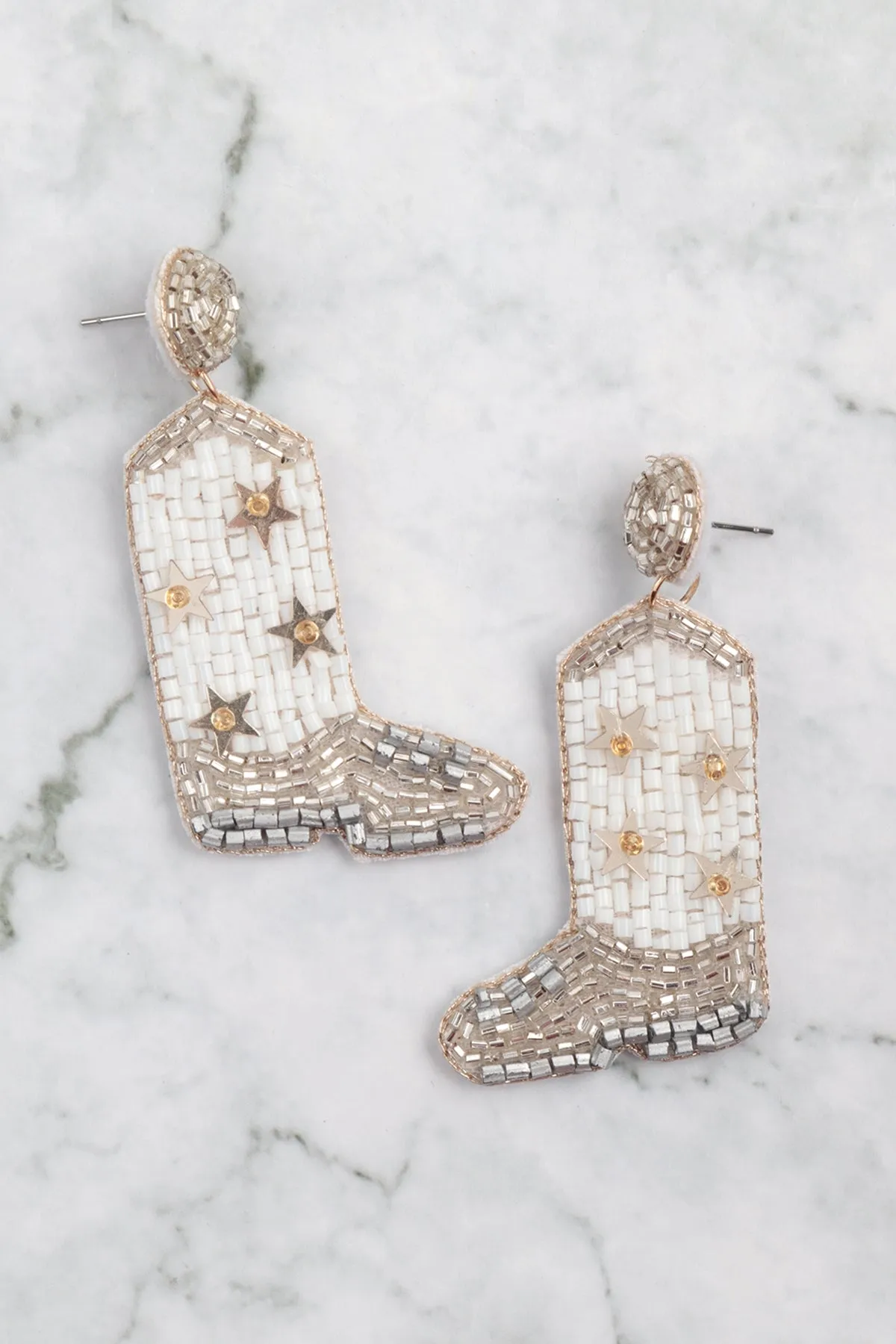 WESTERN BOOTS SEED BEAD DROP EARRINGS