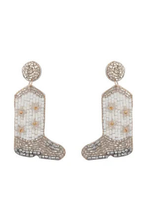 WESTERN BOOTS SEED BEAD DROP EARRINGS
