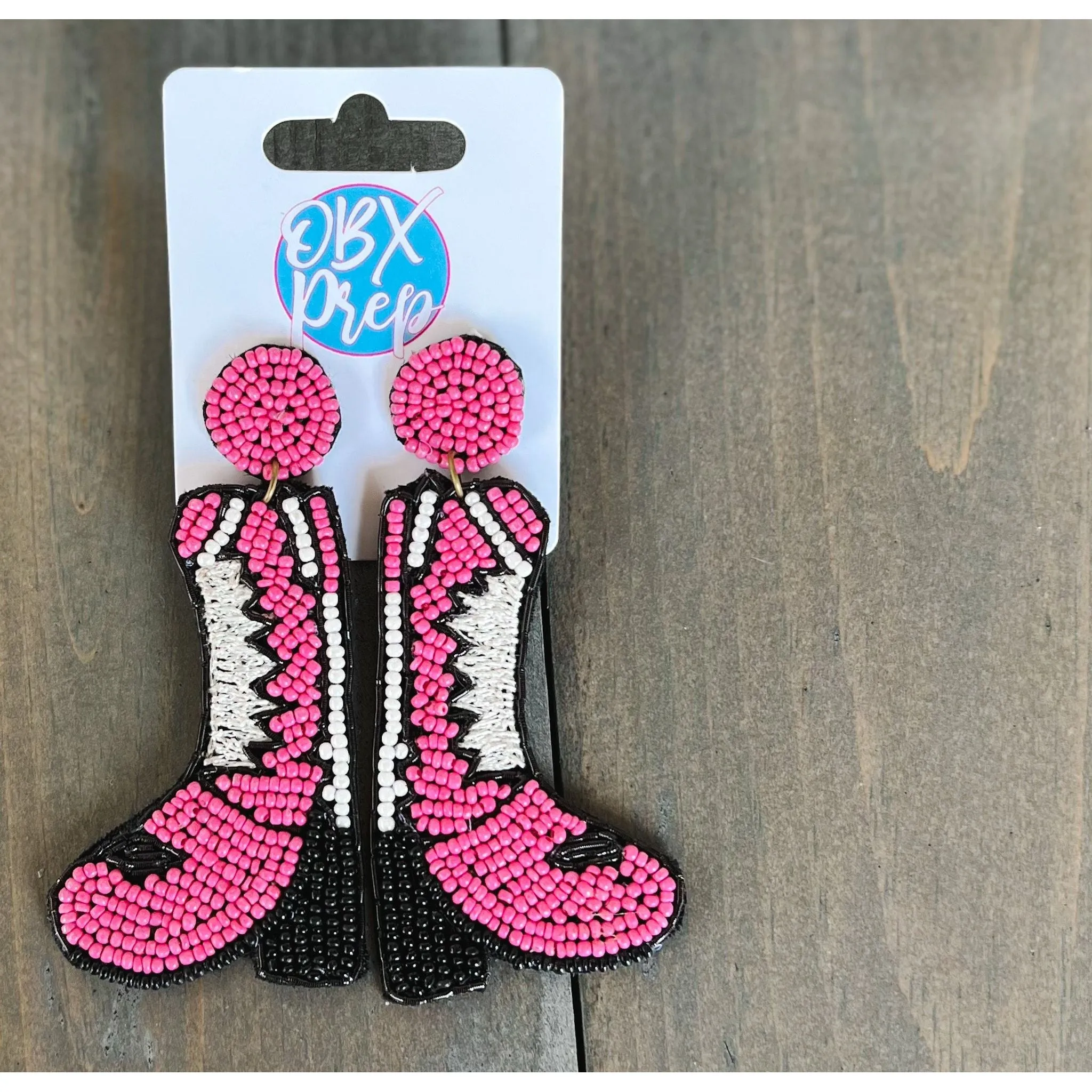 Western Boots Seed Bead Earrings