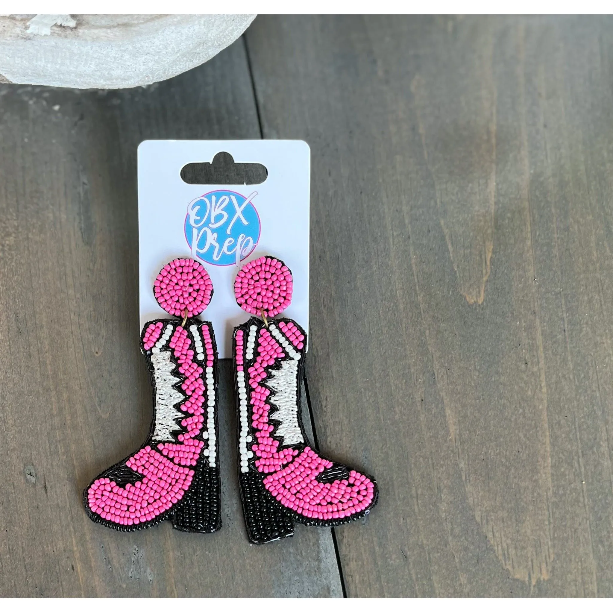 Western Boots Seed Bead Earrings