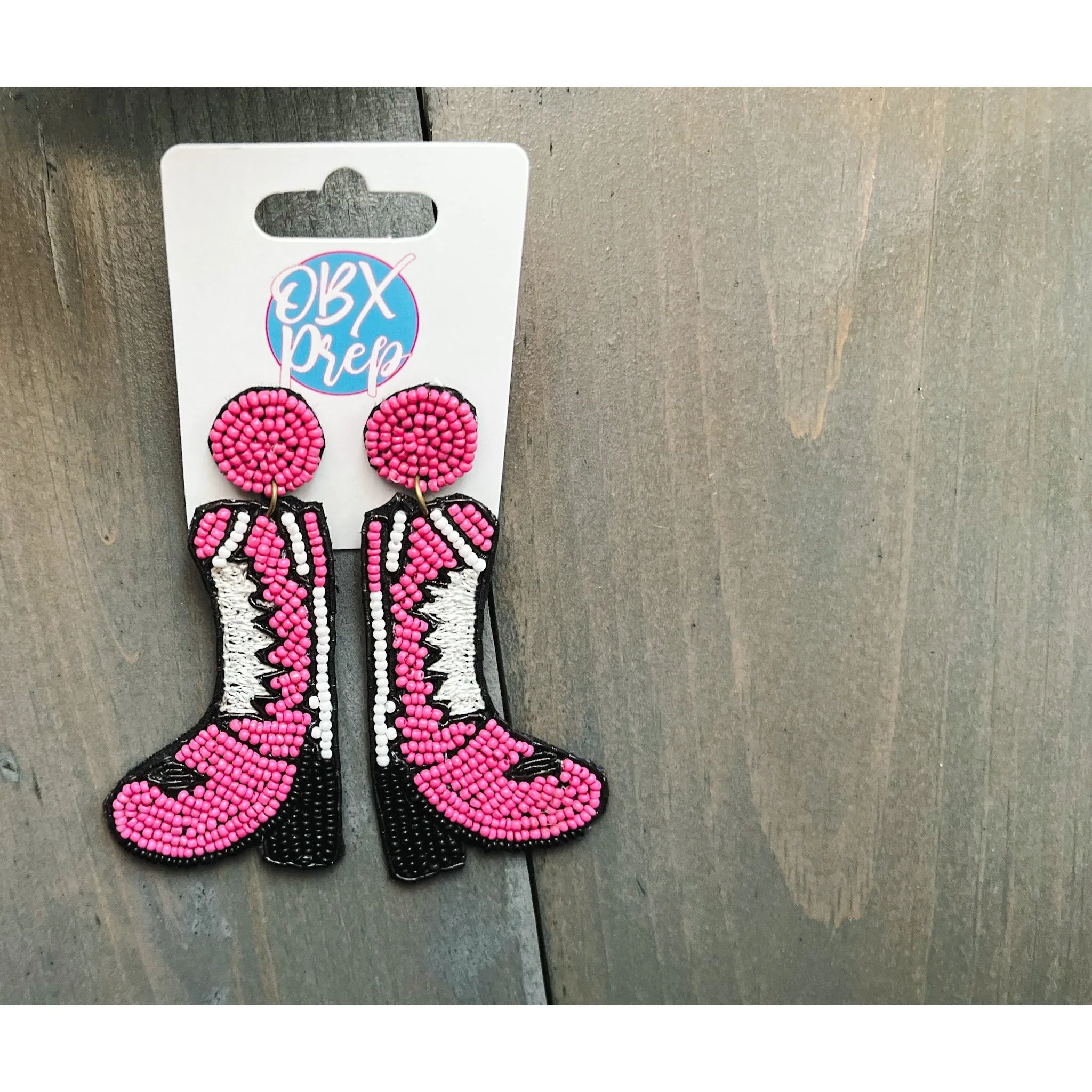 Western Boots Seed Bead Earrings