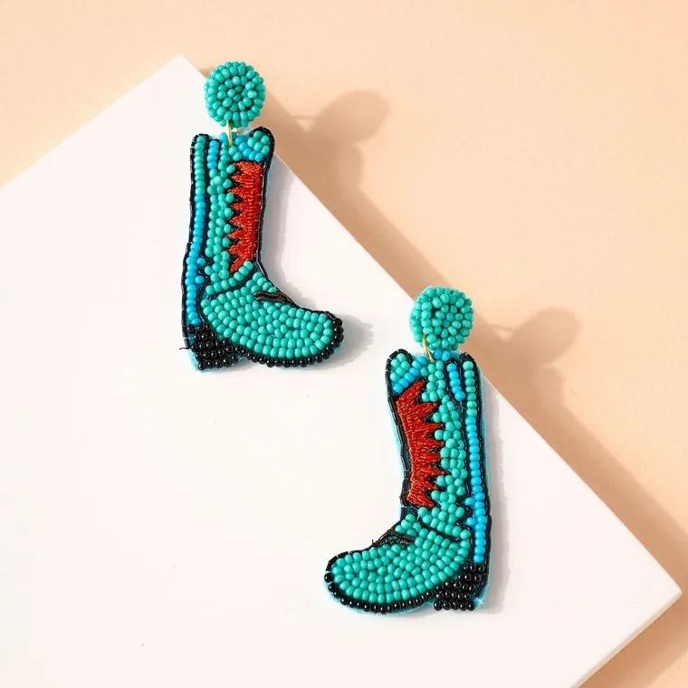 Western Boots Seed Bead Earrings