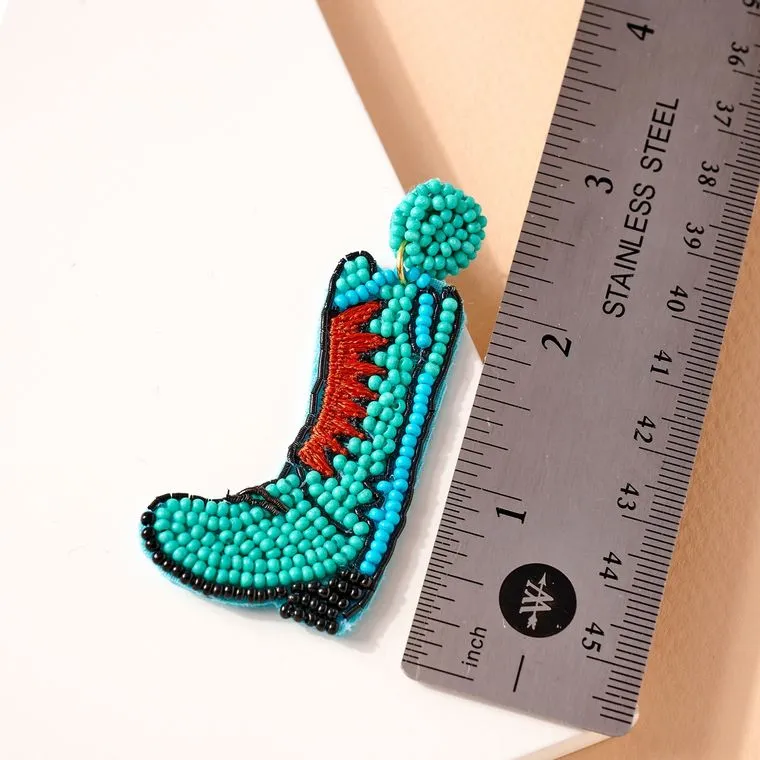 Western Boots Seed Bead Earrings