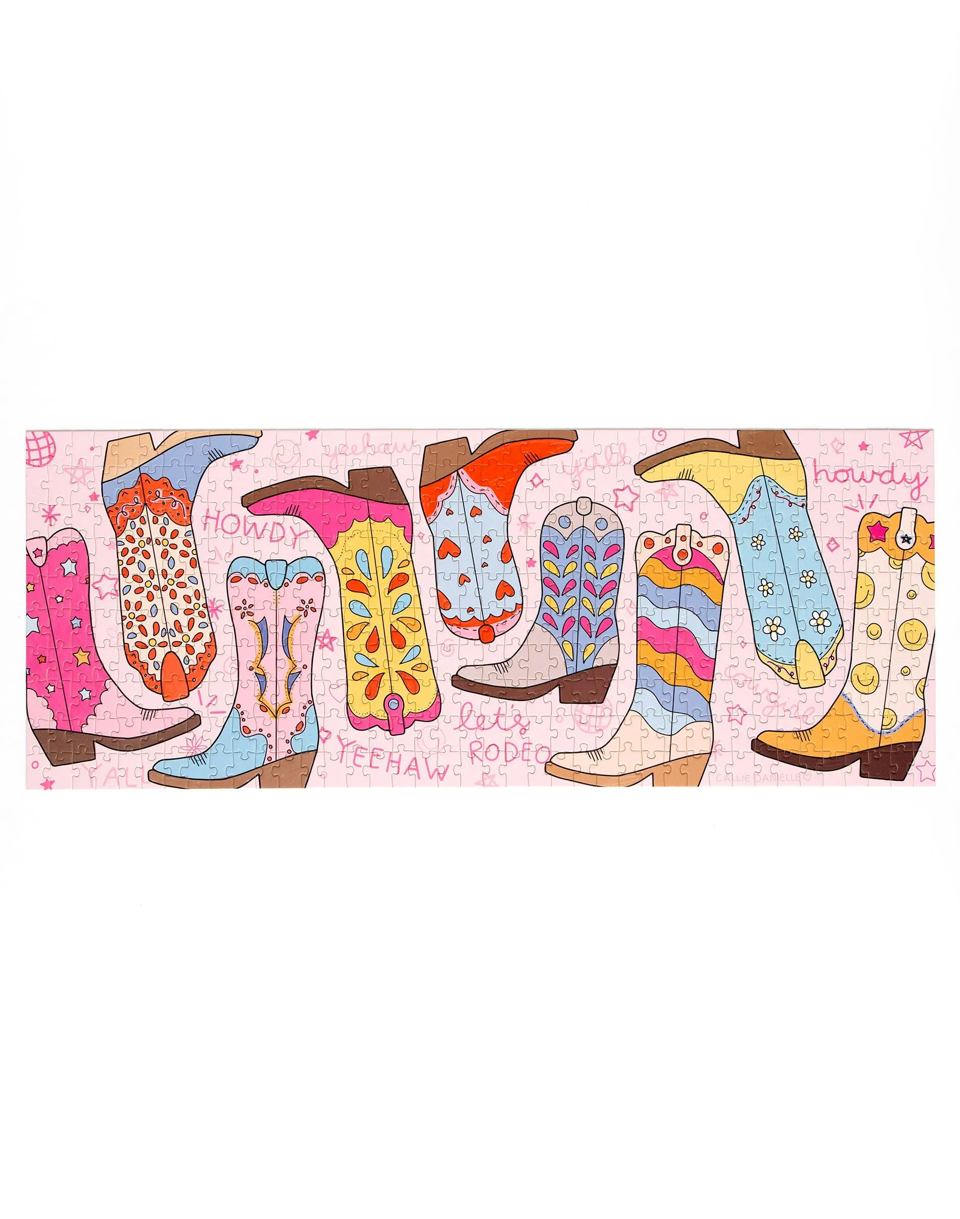 Western Cowgirl Boots - 400 Piece Panoramic Jigsaw Puzzle Callie Danielle