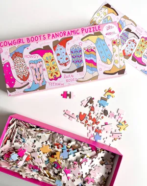 Western Cowgirl Boots - 400 Piece Panoramic Jigsaw Puzzle Callie Danielle