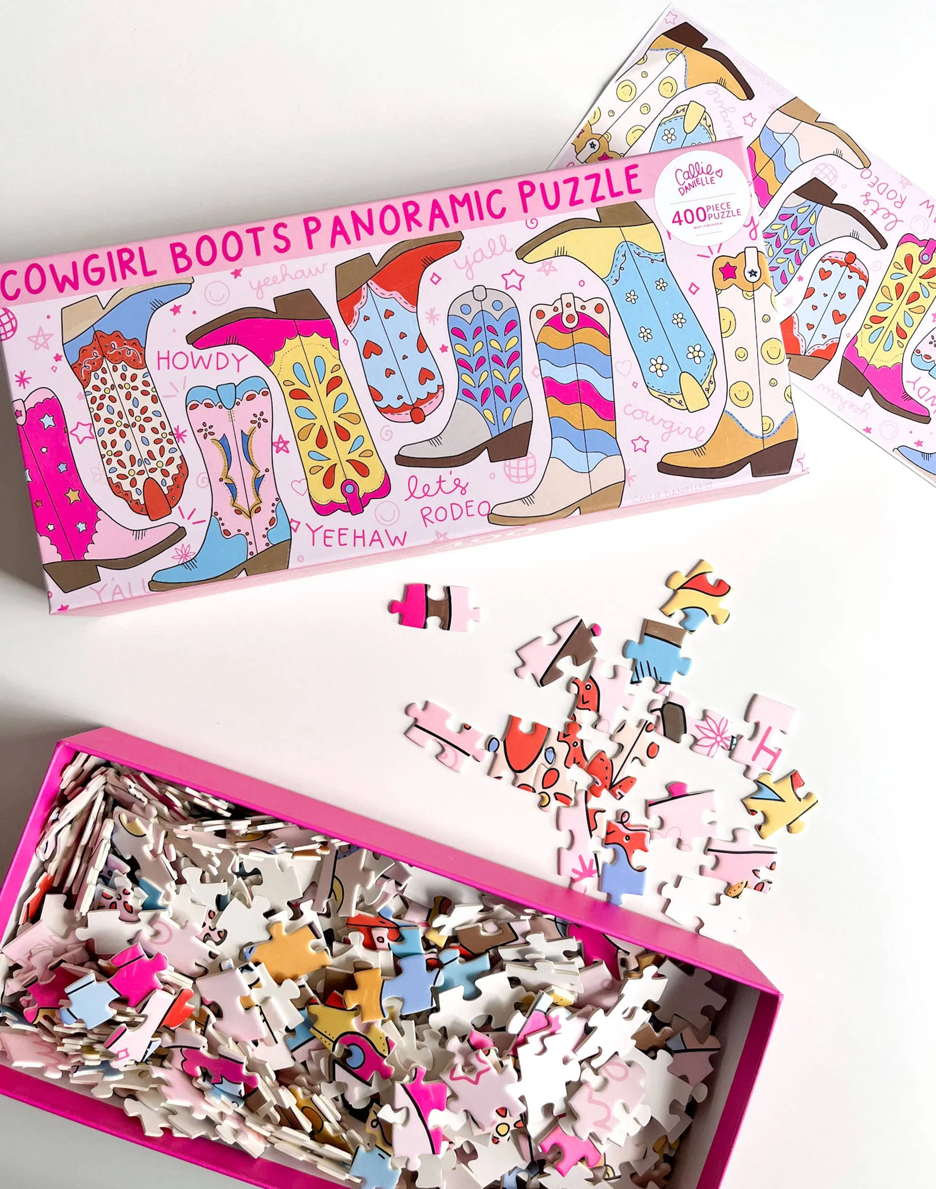 Western Cowgirl Boots - 400 Piece Panoramic Jigsaw Puzzle Callie Danielle