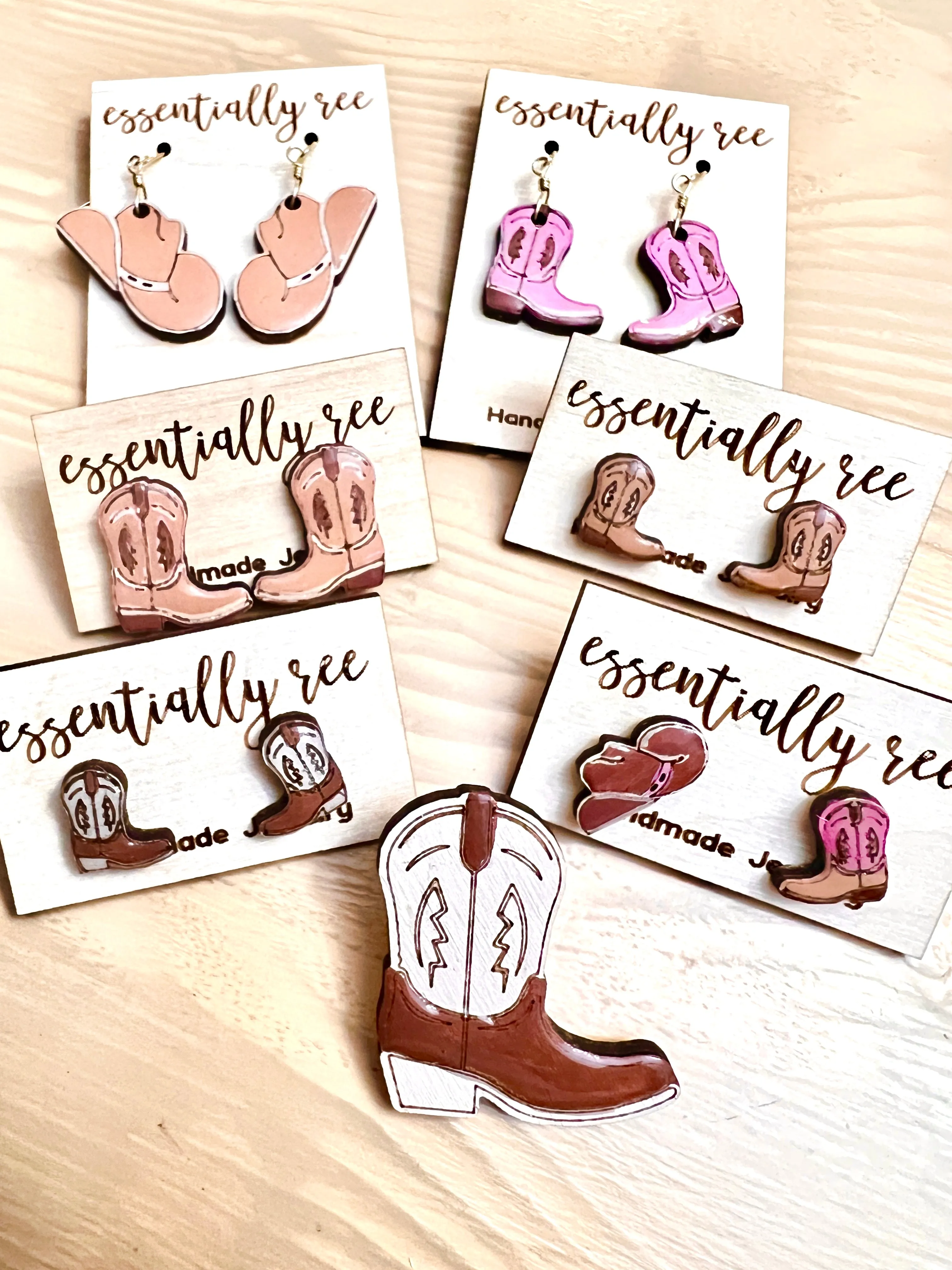 Western Cowgirl Earrings and Pin