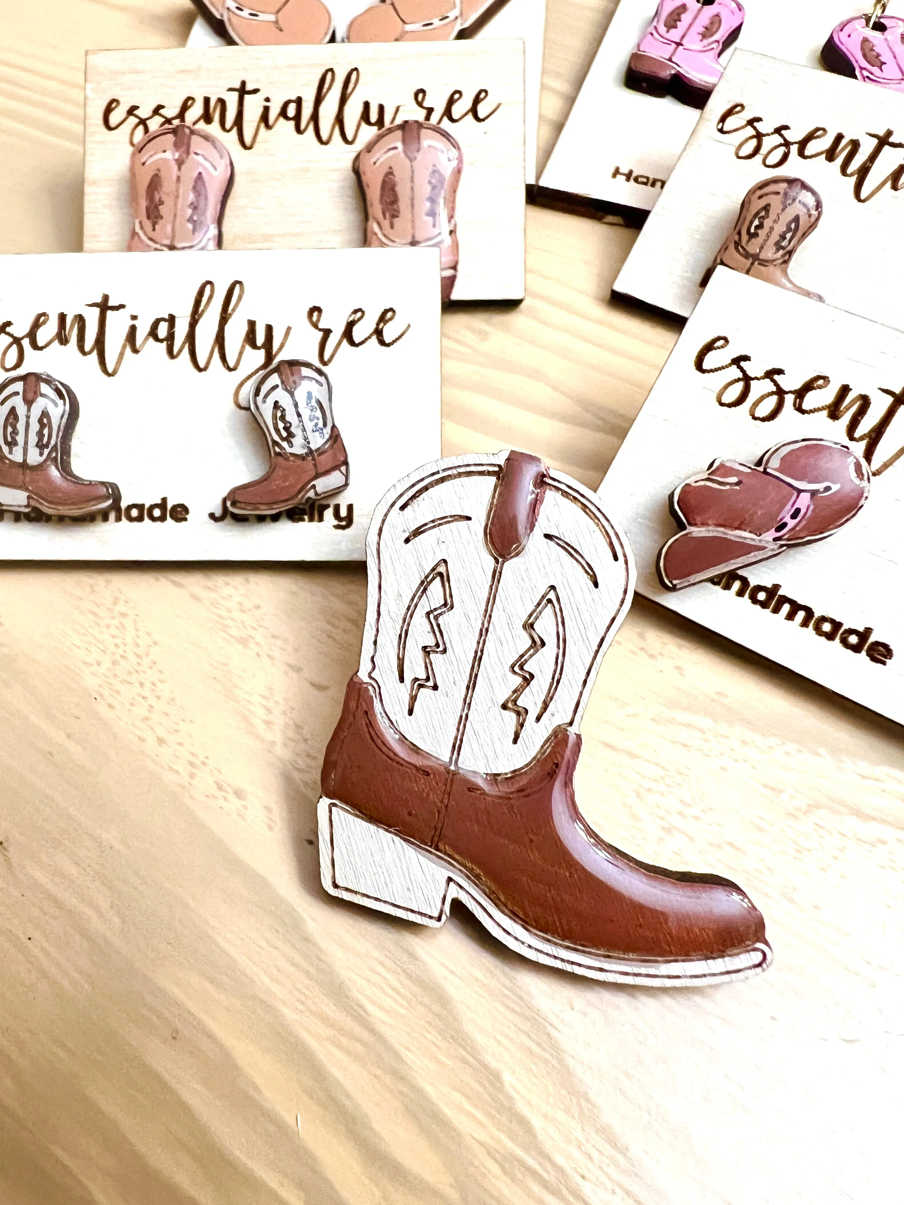 Western Cowgirl Earrings and Pin