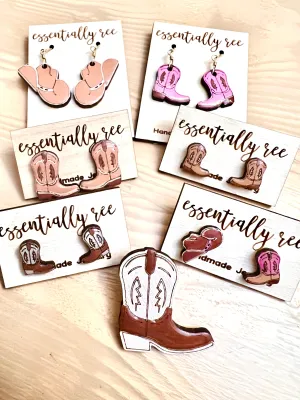 Western Cowgirl Earrings and Pin