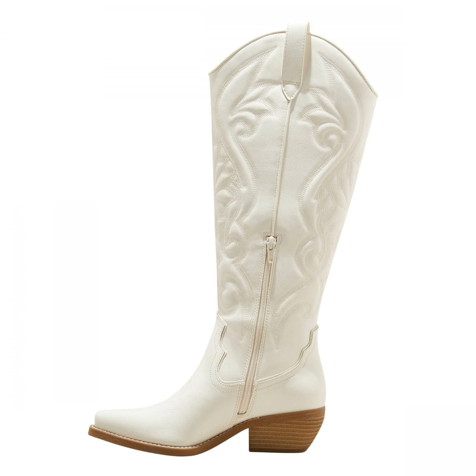 Wild Fable Womens Kenzi Western Boots with Memory Foam Insole Ivory Off White 8M