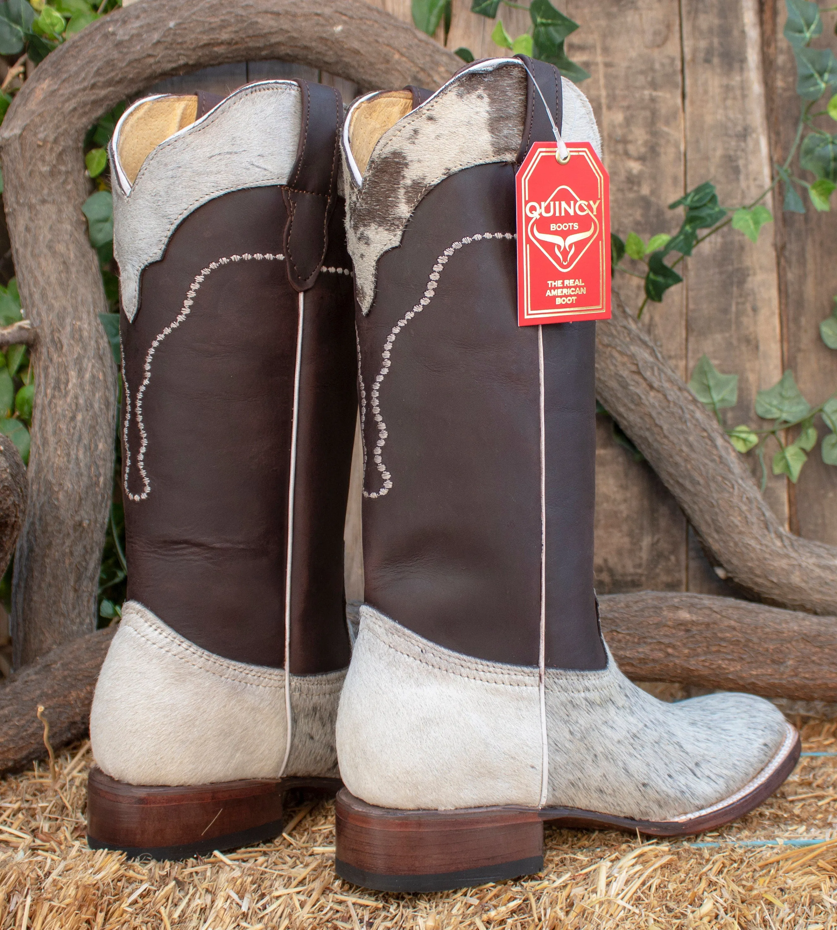 WOMENS COWGIRL cowboy COWHAIR leather square toe western Boots Size 8