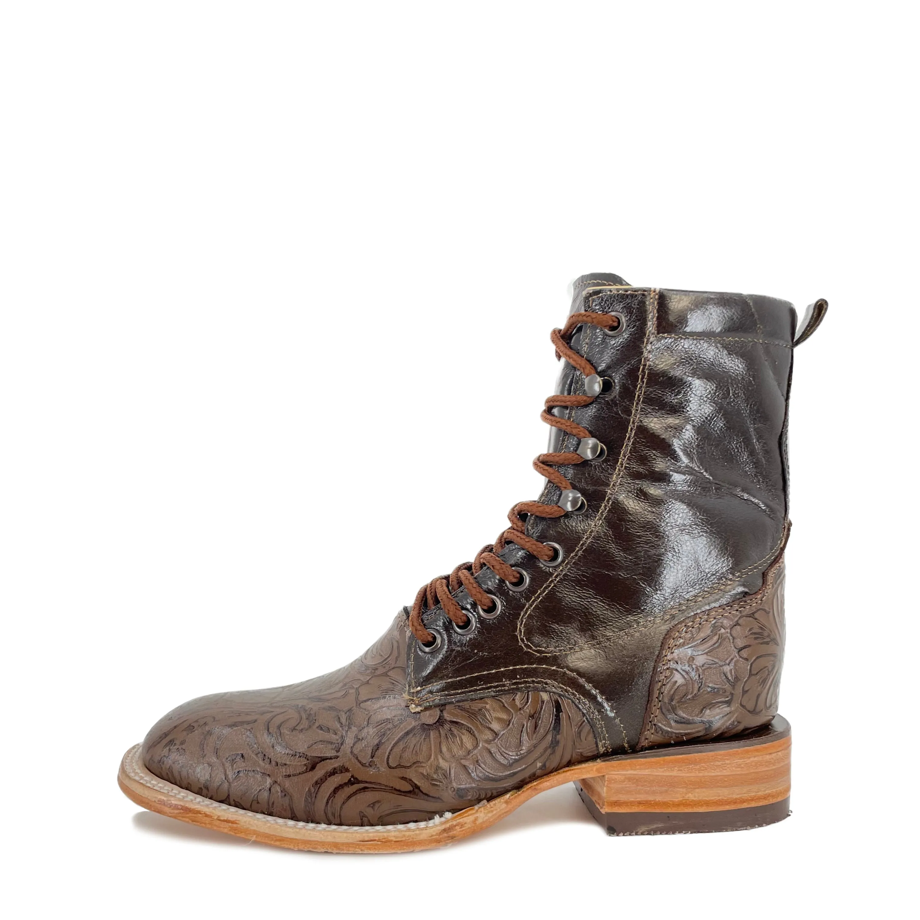 Women's Lace Up Boots - Vignette Flowers