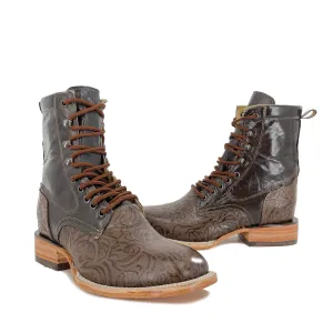 Women's Lace Up Boots - Vignette Flowers