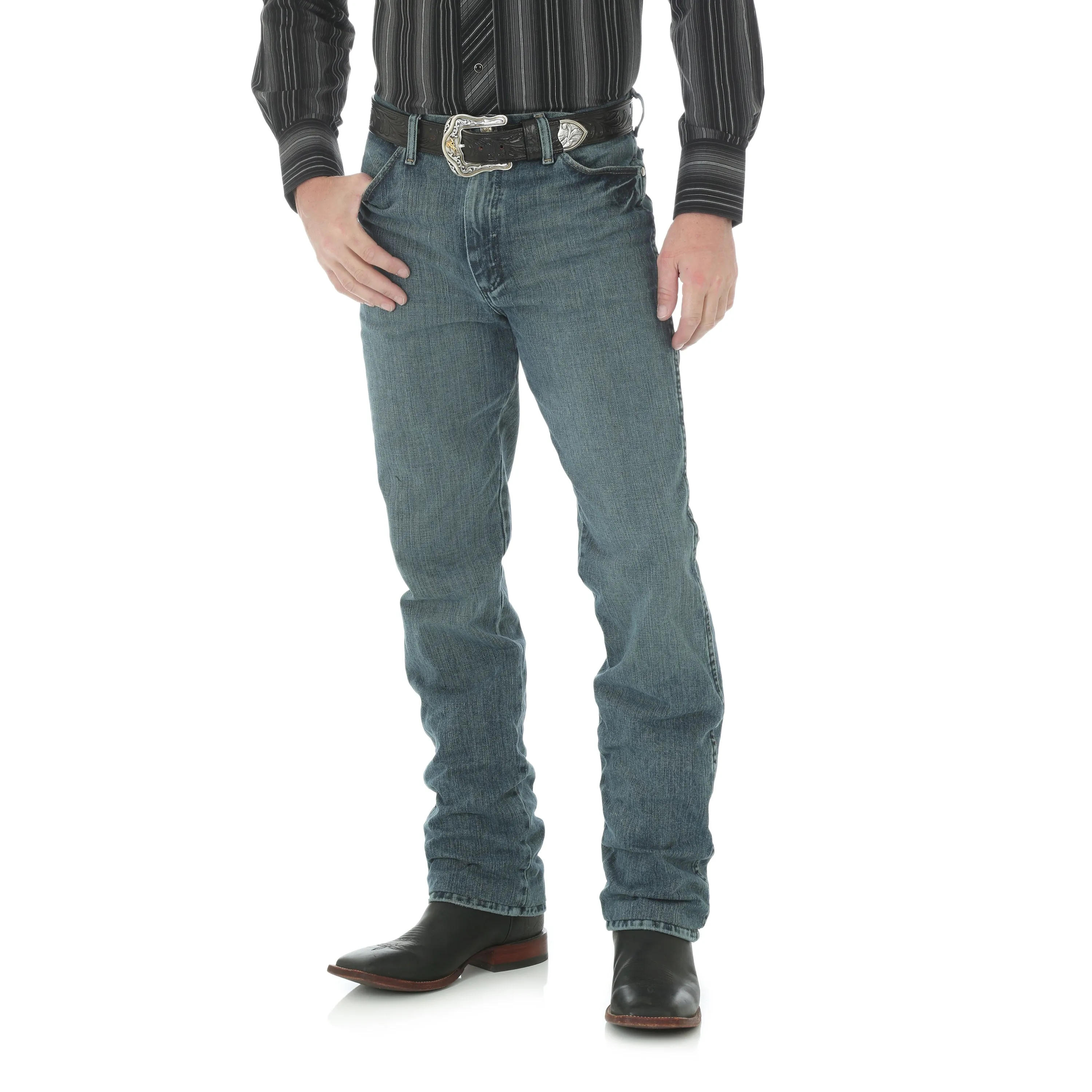 Wrangler Men's Cowboy Cut Silver Edition Slim Fit Jean Vint Midnight