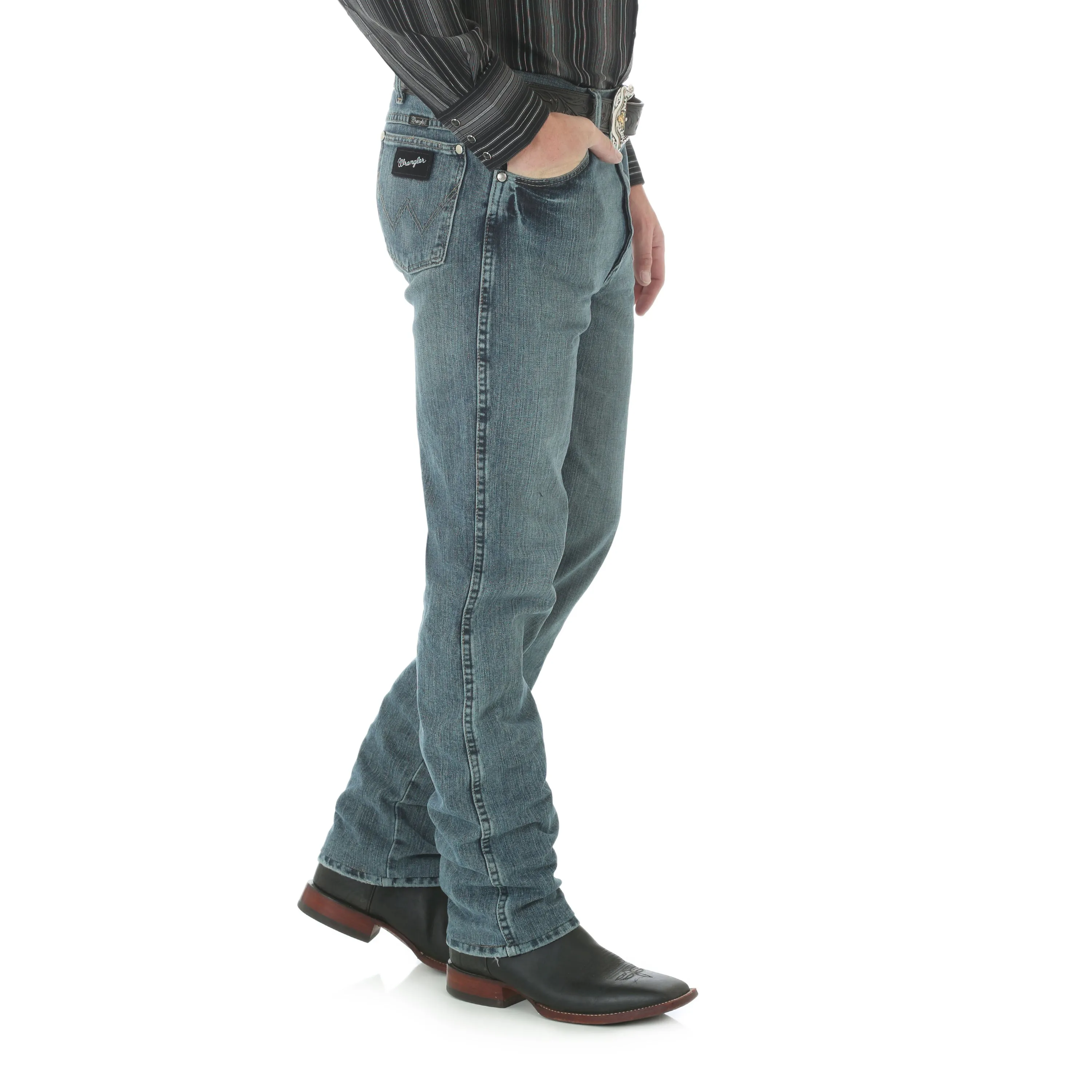 Wrangler Men's Cowboy Cut Silver Edition Slim Fit Jean Vint Midnight