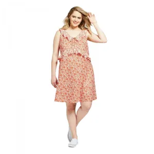 Xhilaration Women's Plus Size Floral Print Ruffle Knit Sleeveless Sundress