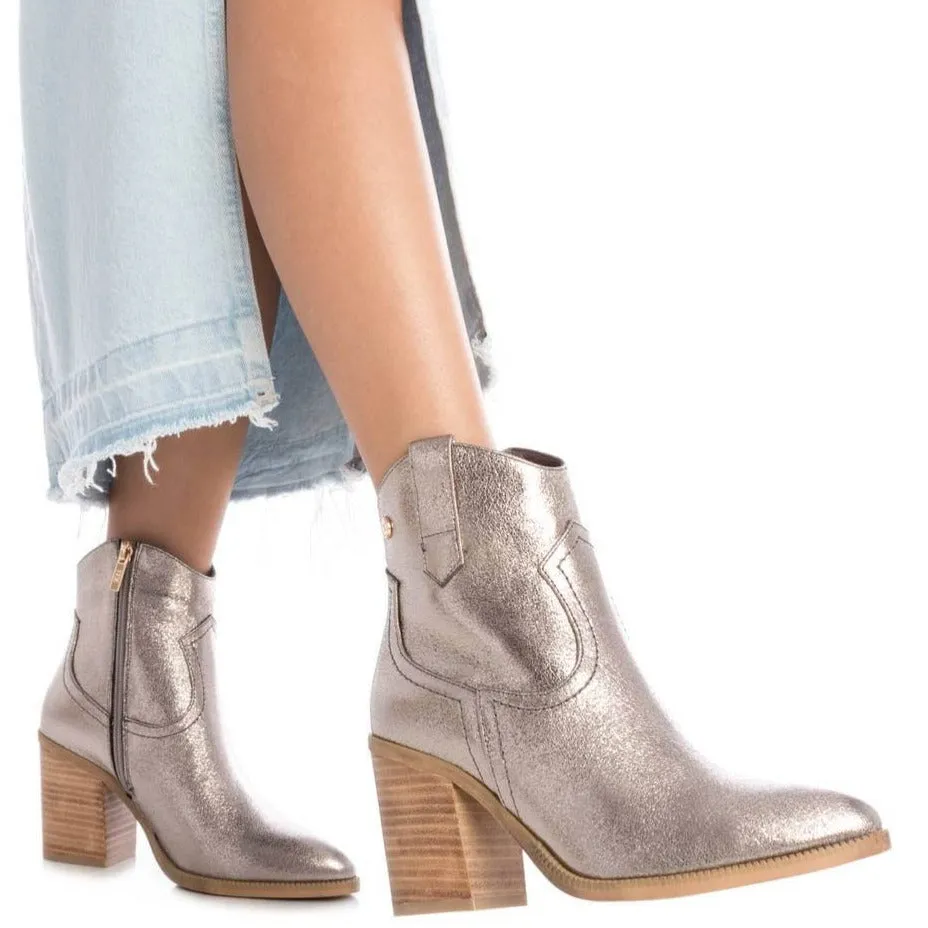 XTI Pewter Metallic Western Summer Ankle Boots