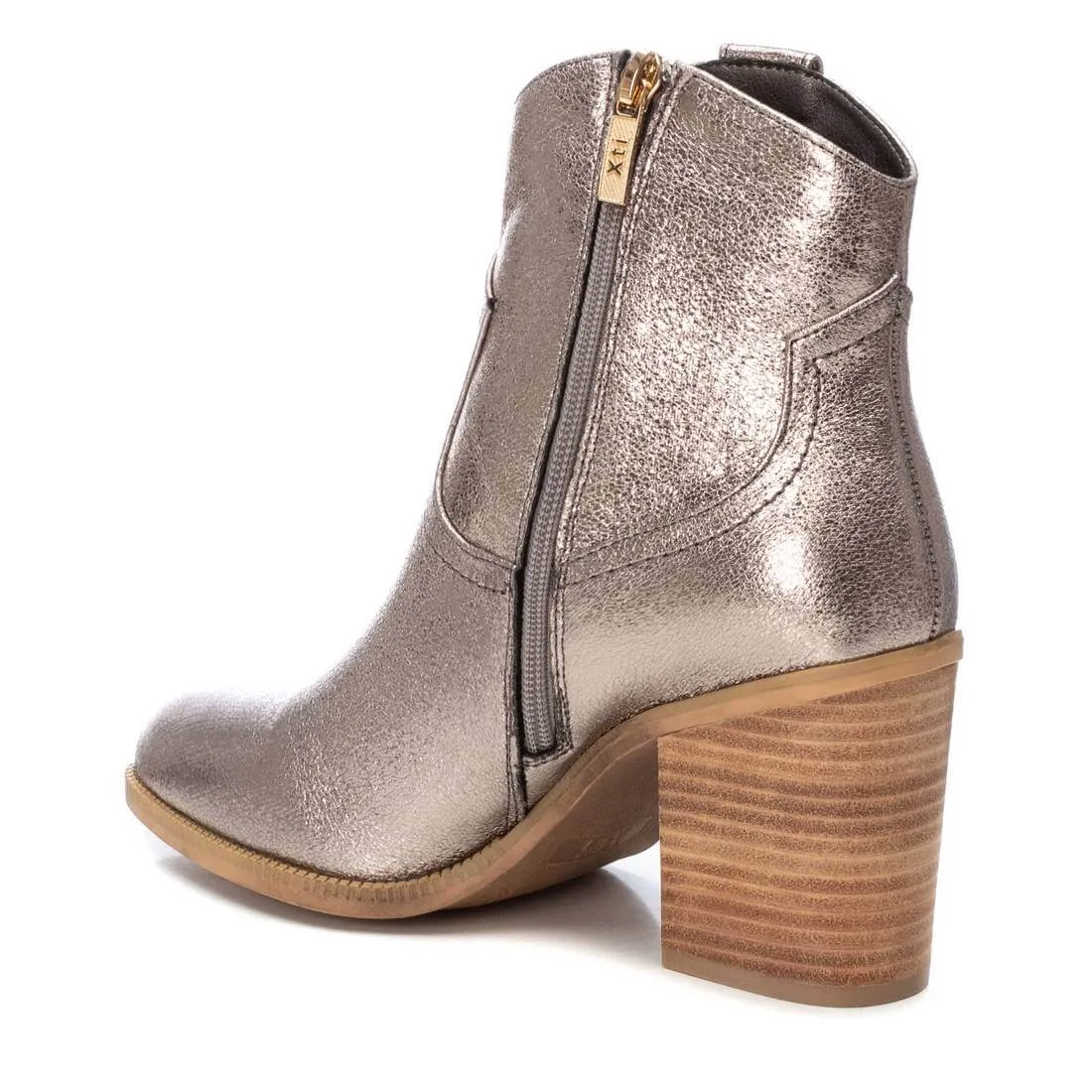 XTI Pewter Metallic Western Summer Ankle Boots